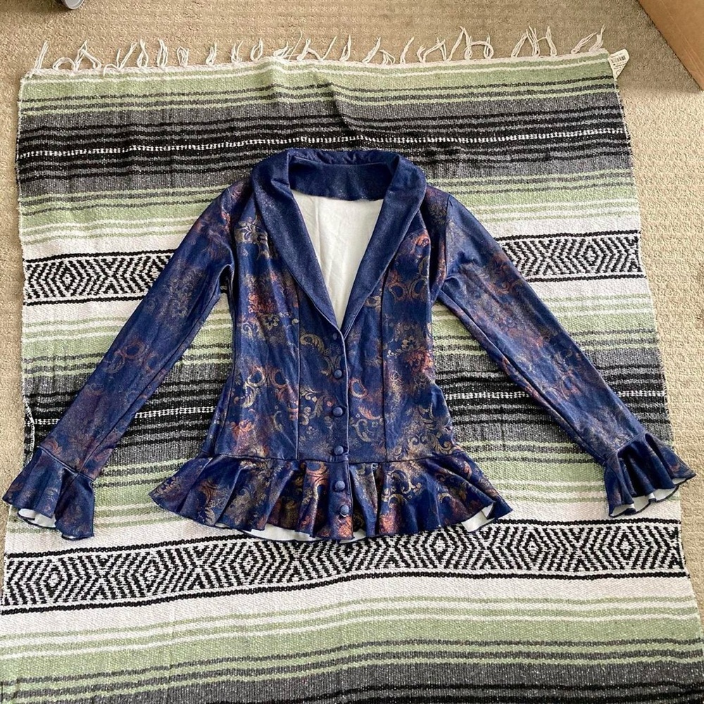 vintage 90s ruffle hem lightweight jacket/blouse